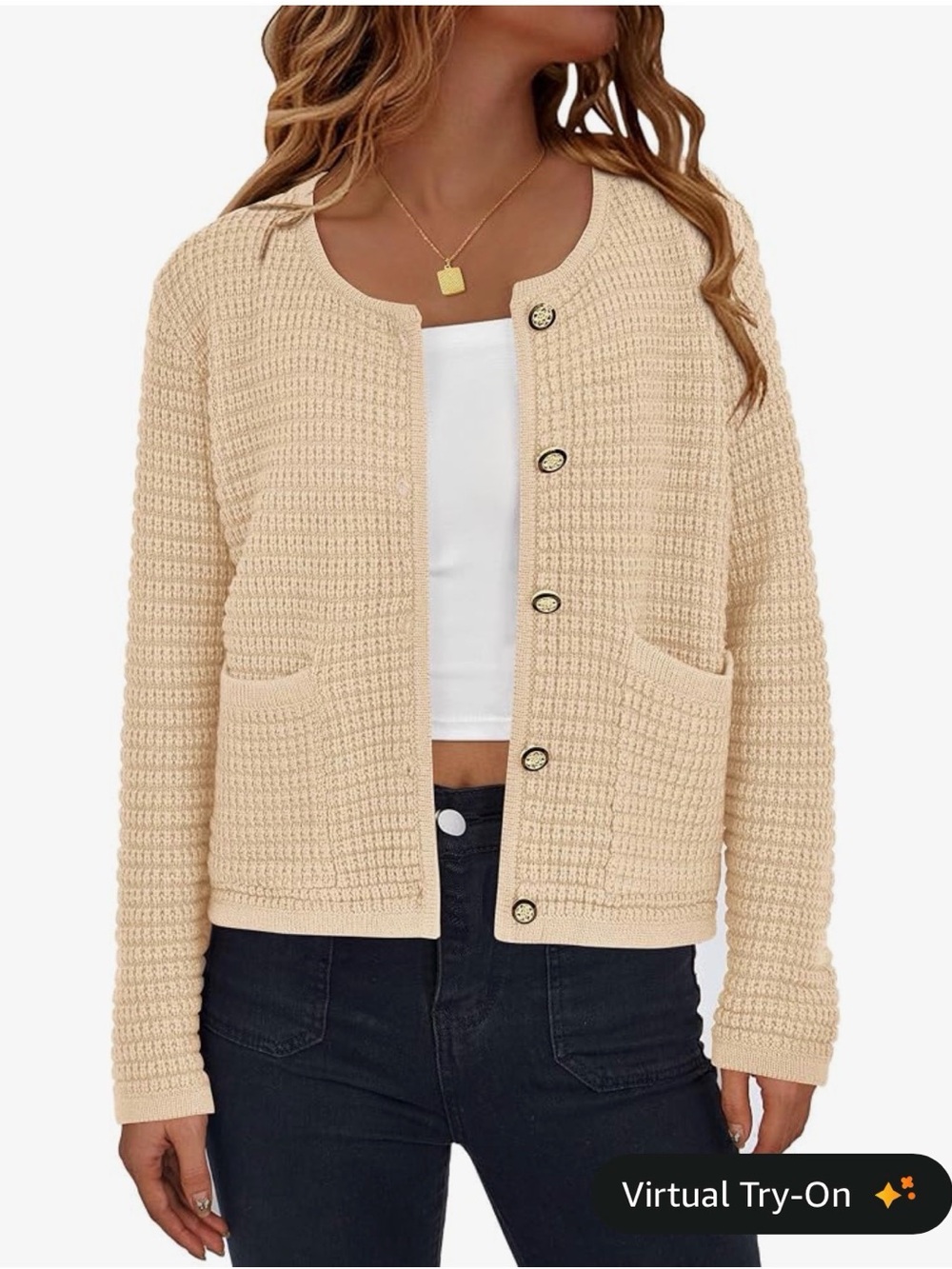 Knit Button Front Cardigan Sweater - Cream